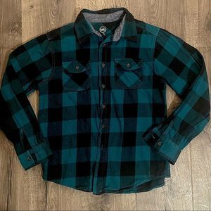 Dark teal and black flannel